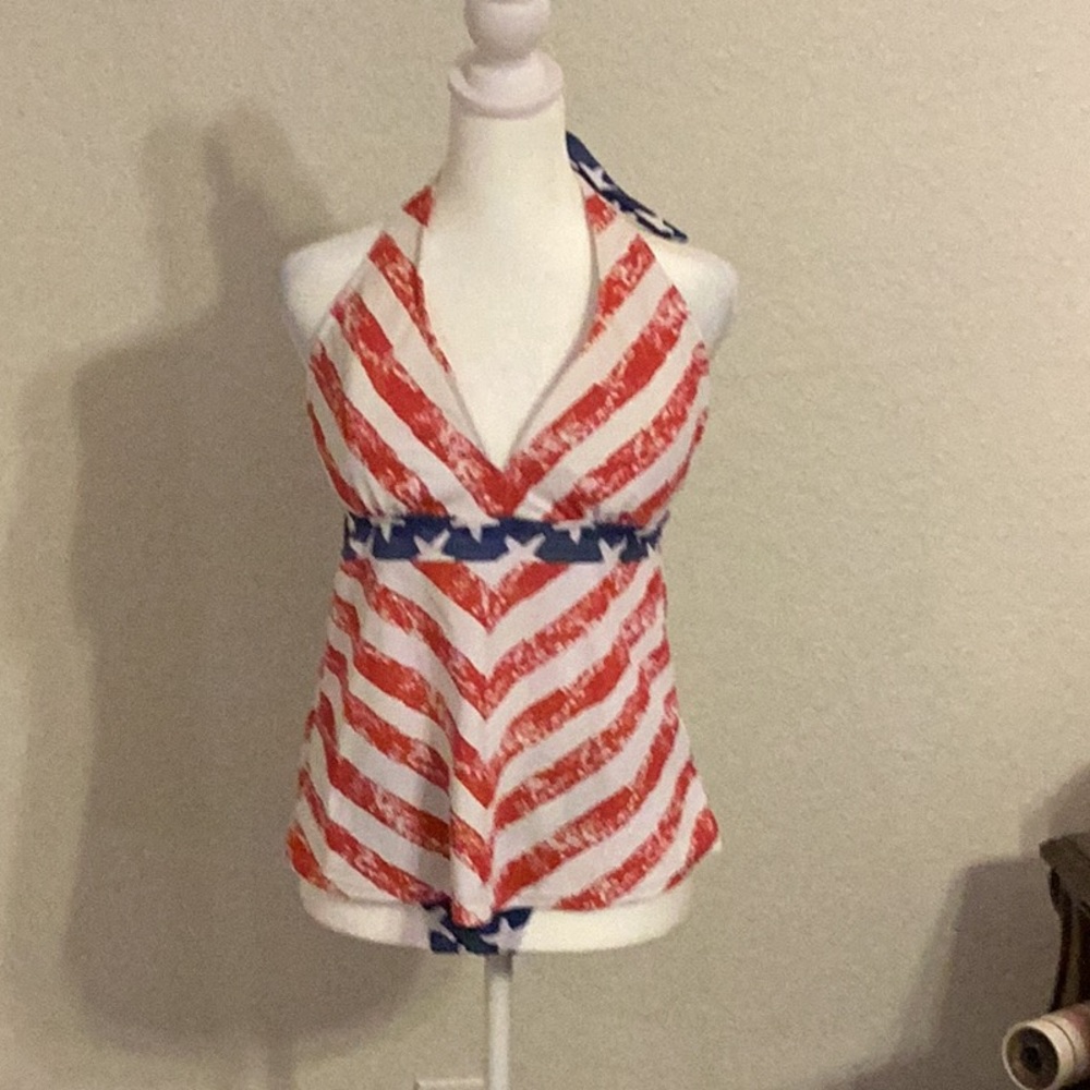 Striped Halter Top - Red and Blue